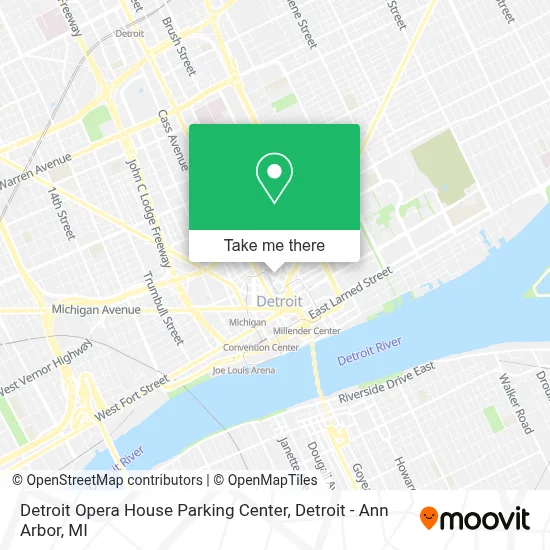Detroit Opera House Parking Center map