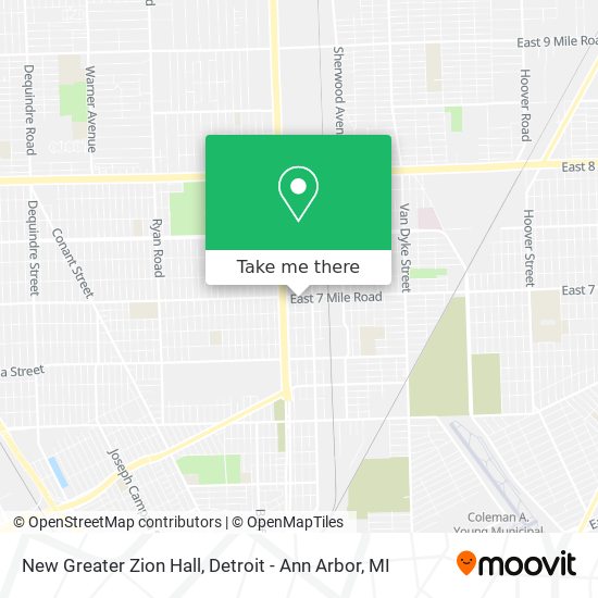 New Greater Zion Hall map