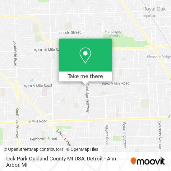 Mapa de Oak Park Oakland County MI USA