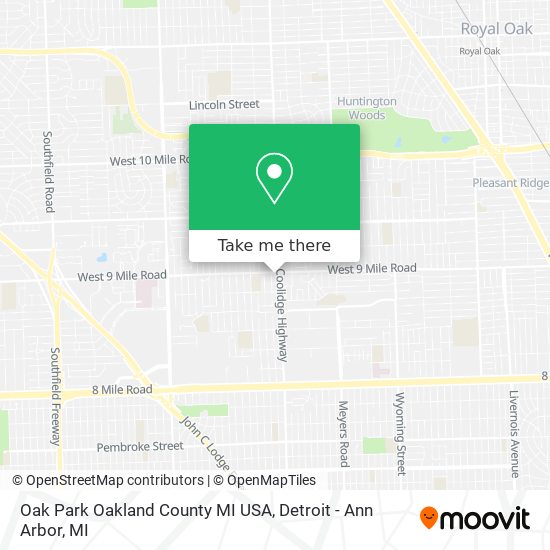 Oak Park Oakland County MI USA map