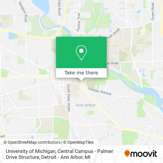 Mapa de University of Michigan, Central Campus - Palmer Drive Structure