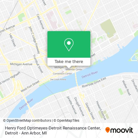 Henry Ford Optimeyes-Detroit Renaissance Center map