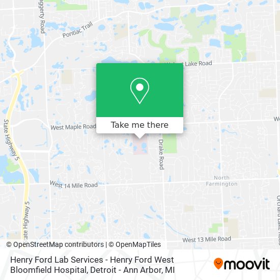 Henry Ford Lab Services - Henry Ford West Bloomfield Hospital map