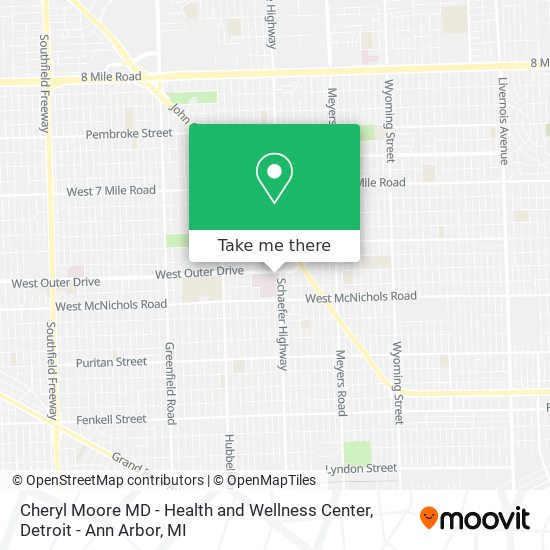 Mapa de Cheryl Moore MD - Health and Wellness Center