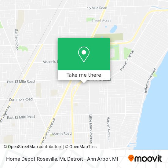 How to get to Home Depot Roseville Mi in Detroit Ann Arbor MI