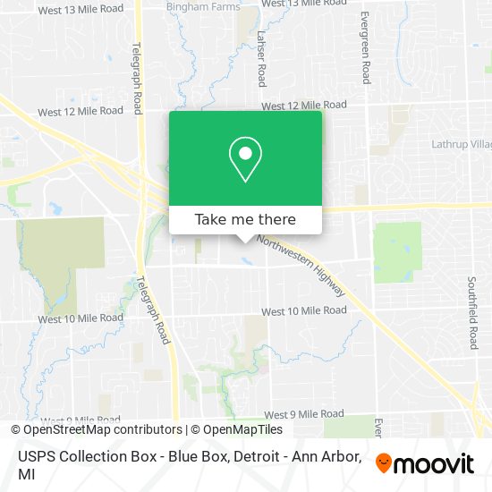 USPS Collection Box - Blue Box map