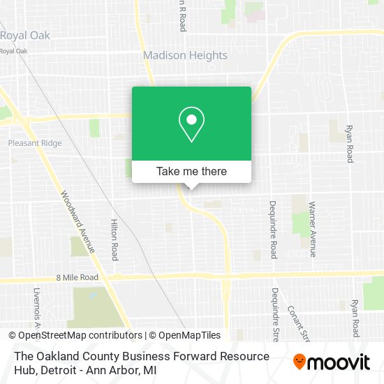 The Oakland County Business Forward Resource Hub map