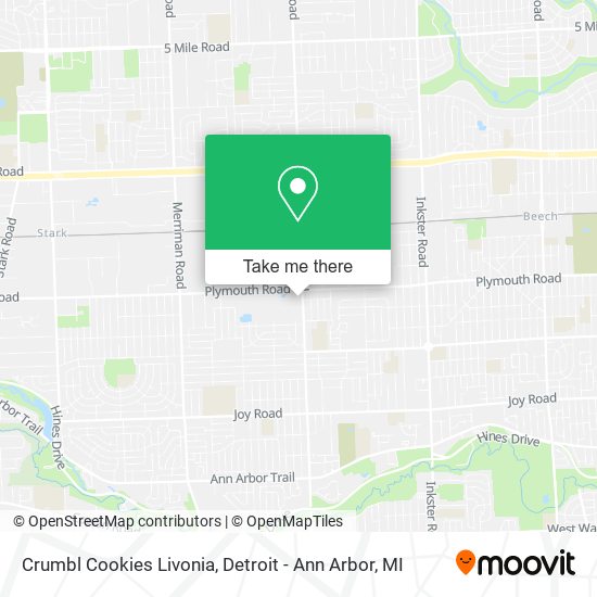 Mapa de Crumbl Cookies Livonia