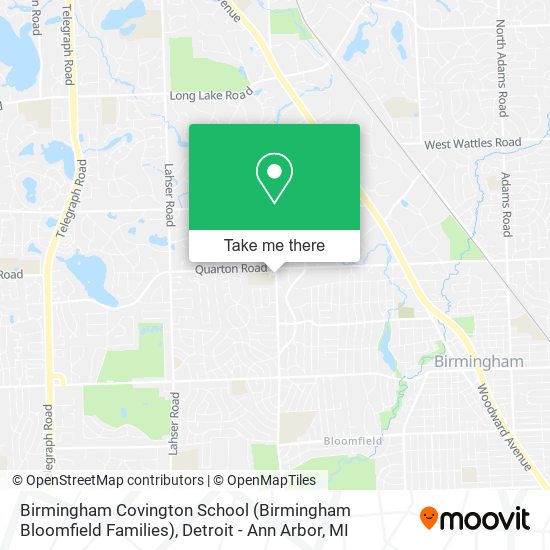 Mapa de Birmingham Covington School (Birmingham Bloomfield Families)
