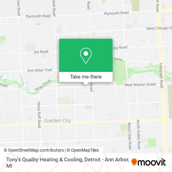 Tony's Quality Heating & Cooling map
