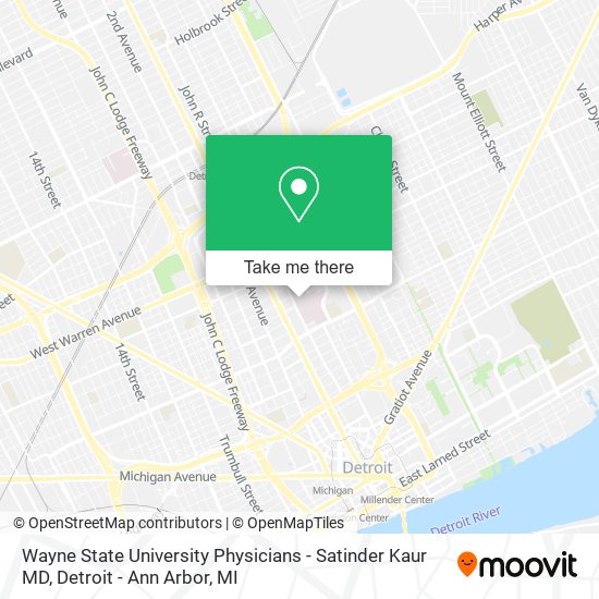 Wayne State University Physicians - Satinder Kaur MD map