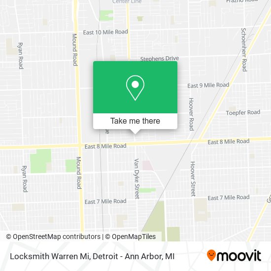 Locksmith Warren Mi map