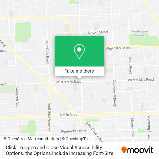 Click To Open and Close Visual Accessibility Options. the Options Include Increasing Font-Size and map