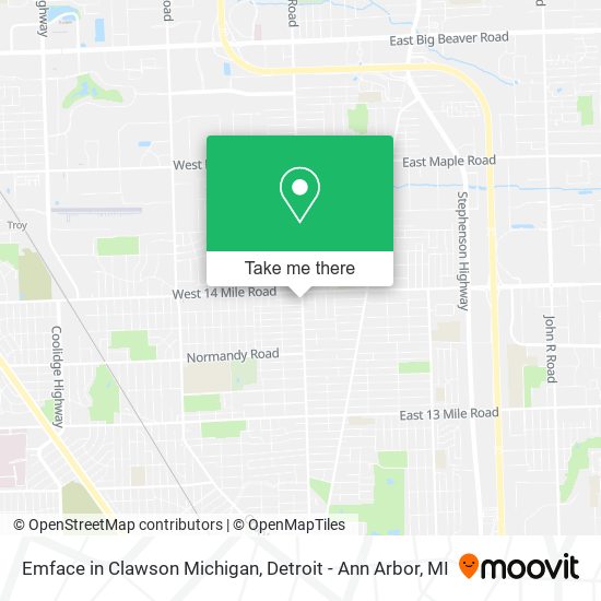 How to get to Emface in Clawson Michigan in Detroit Ann Arbor, MI by Bus?
