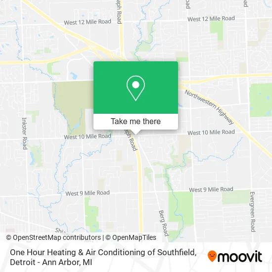 One Hour Heating & Air Conditioning of Southfield map