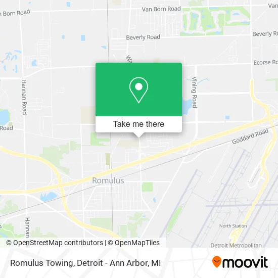 Romulus Towing map