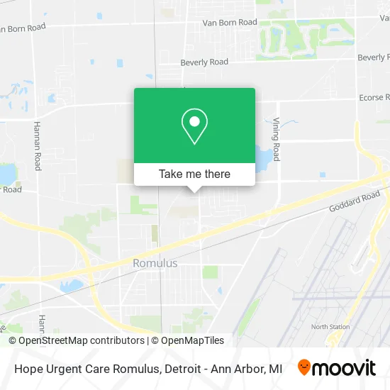 Hope Urgent Care Romulus map