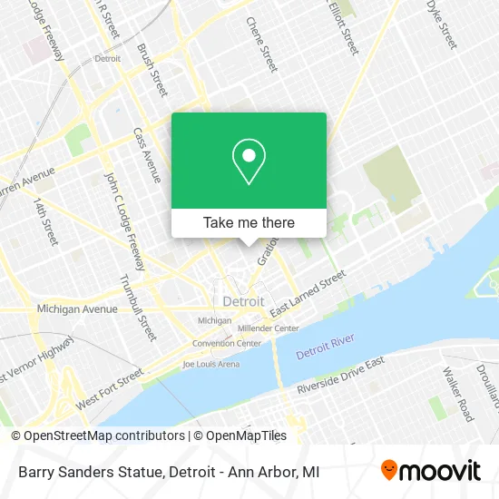 Barry Sanders Statue map