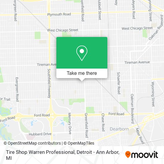Tire Shop Warren Professional map