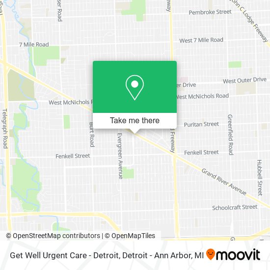 Mapa de Get Well Urgent Care - Detroit