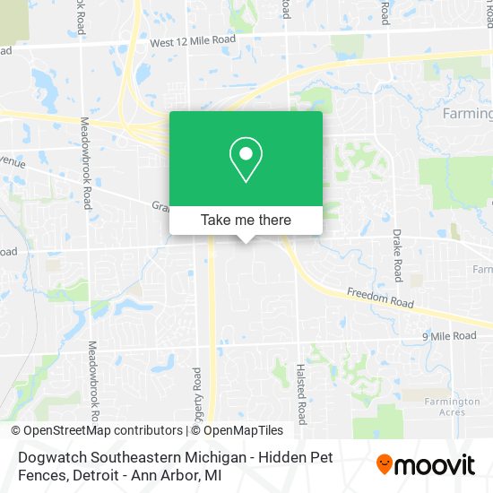 Mapa de Dogwatch Southeastern Michigan - Hidden Pet Fences