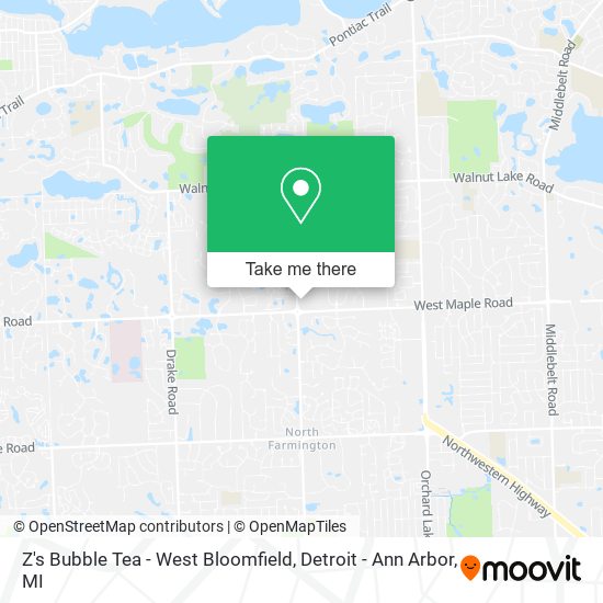 Mapa de Z's Bubble Tea - West Bloomfield