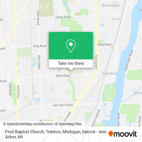 First Baptist Church, Trenton, Michigan map