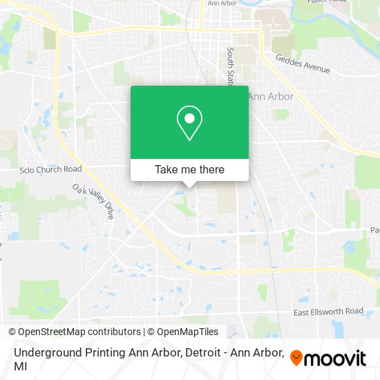 Underground Printing Ann Arbor map