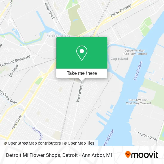 Mapa de Detroit Mi Flower Shops