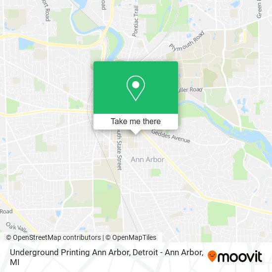 Mapa de Underground Printing Ann Arbor