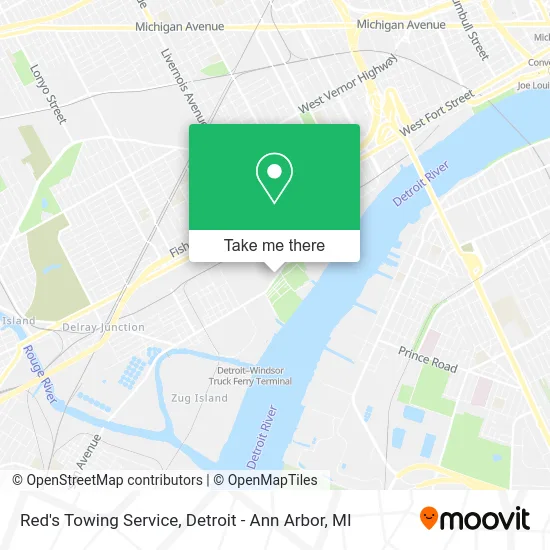 Red's Towing Service map