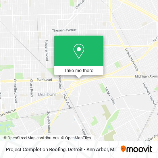 Mapa de Project Completion Roofing