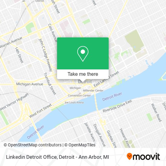 Mapa de Linkedin Detroit Office