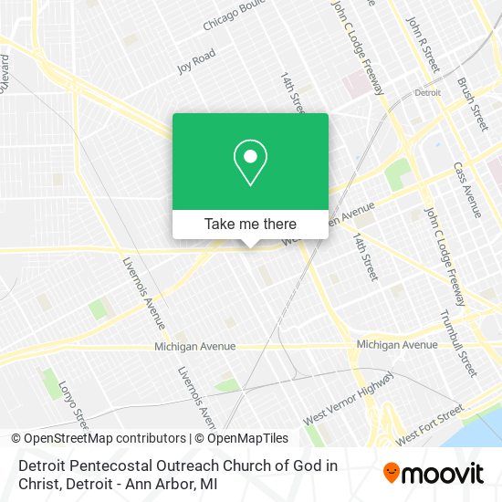 Mapa de Detroit Pentecostal Outreach Church of God in Christ