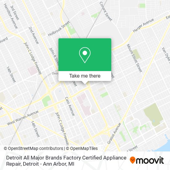 Mapa de Detroit All Major Brands Factory Certified Appliance Repair