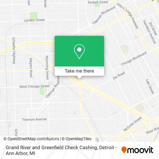 Grand River and Greenfield Check Cashing map