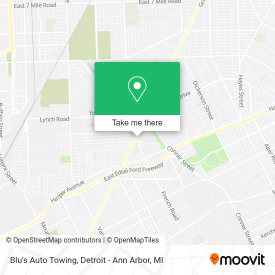 Blu's Auto Towing map