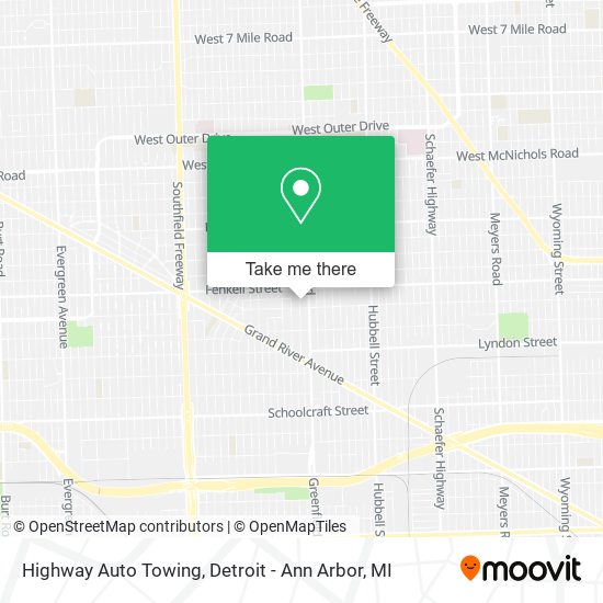 Highway Auto Towing map