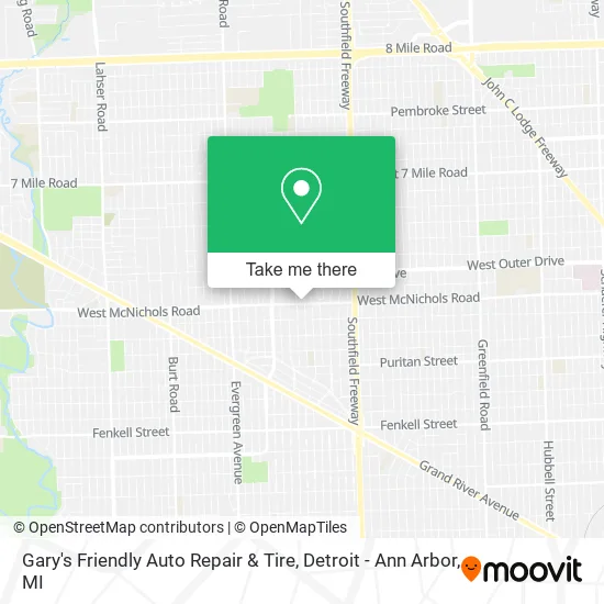 Mapa de Gary's Friendly Auto Repair & Tire