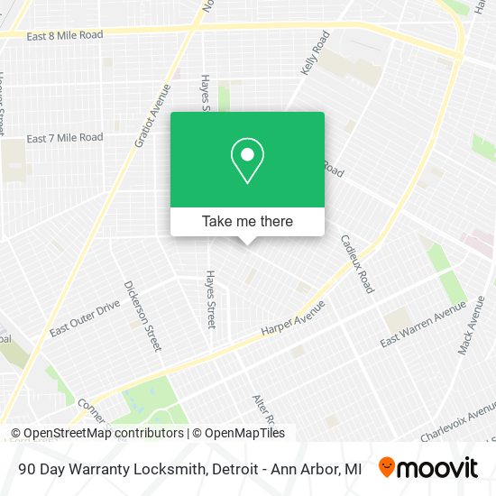 Mapa de 90 Day Warranty Locksmith