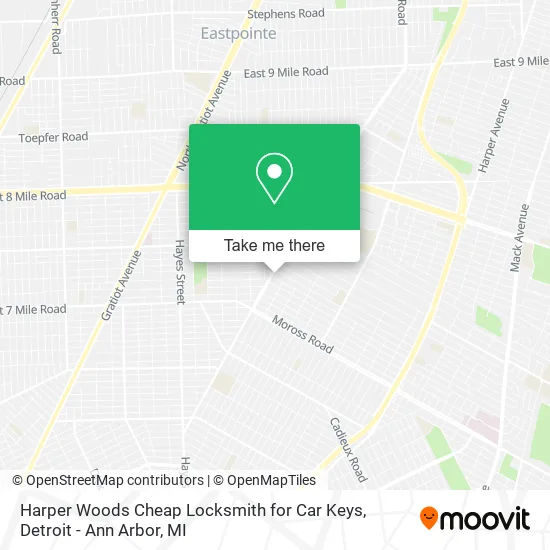 Mapa de Harper Woods Cheap Locksmith for Car Keys