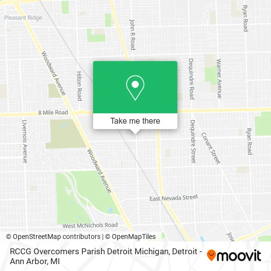 RCCG Overcomers Parish Detroit Michigan map
