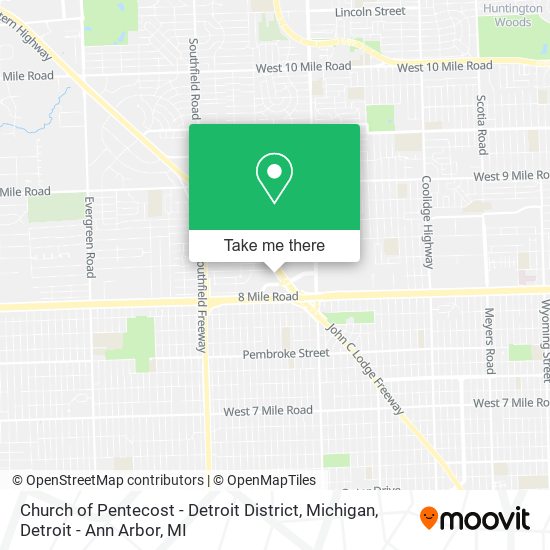 Mapa de Church of Pentecost - Detroit District, Michigan