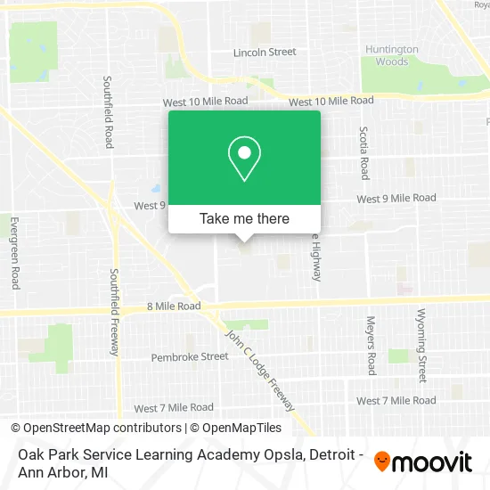 Oak Park Service Learning Academy Opsla map