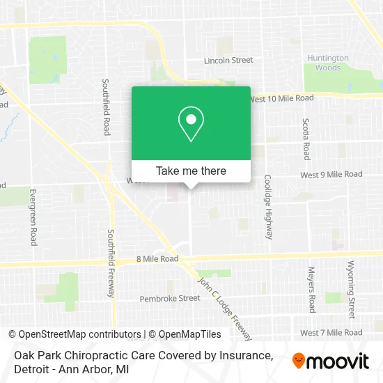 Oak Park Chiropractic Care Covered by Insurance map