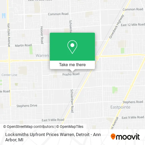 Locksmiths Upfront Prices Warren map