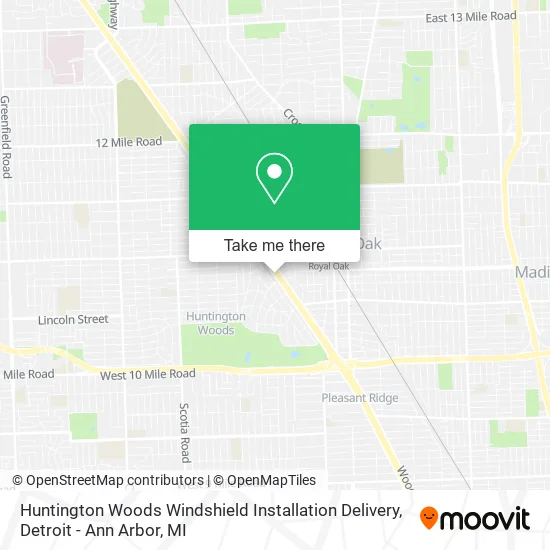 Huntington Woods Windshield Installation Delivery map