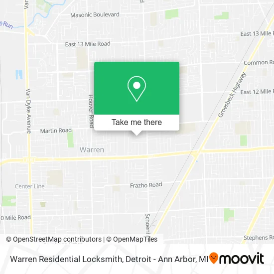 Warren Residential Locksmith map