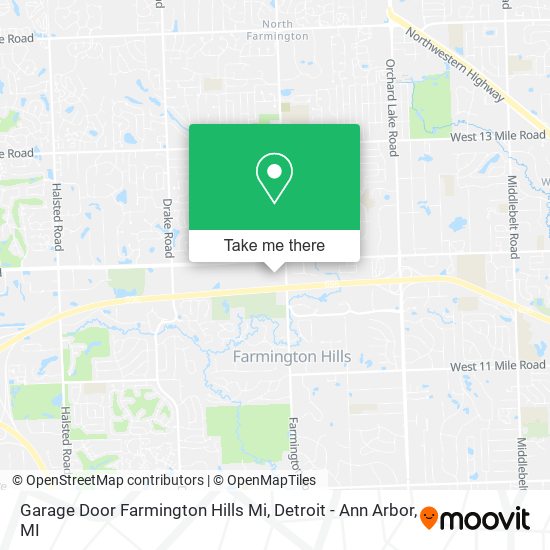 Mapa de Garage Door Farmington Hills Mi