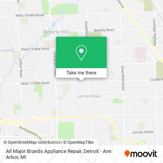 All Major Brands Appliance Repair map